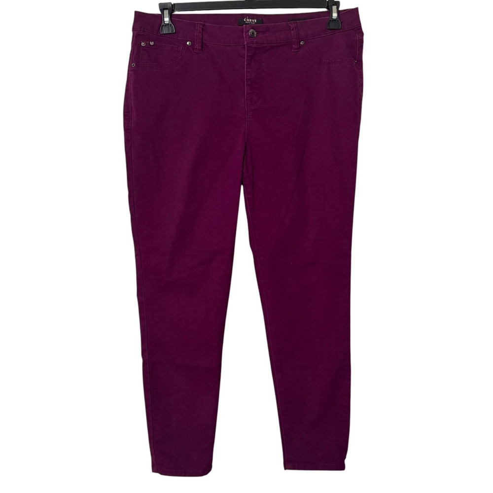 Curve Appeal Womens 12/31 Minimalist Jegging Purple Mid Rise Skinny Pants Y2K
